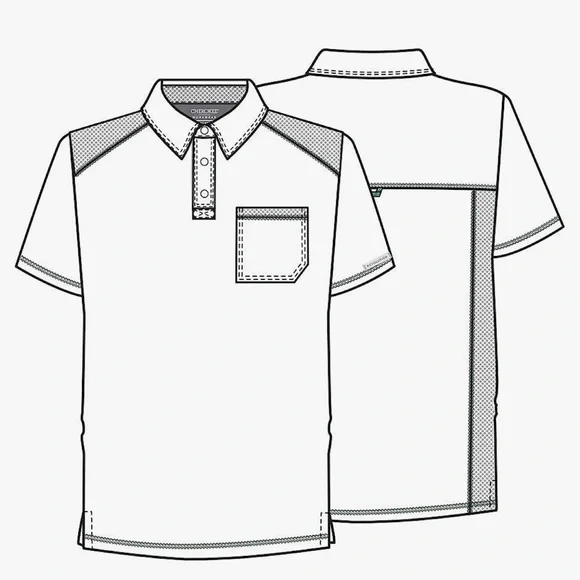 Cherokee Men's Polo Scrub Top, Modern Sporty V-Neck with Breathable Mesh… - Picture 4 of 6